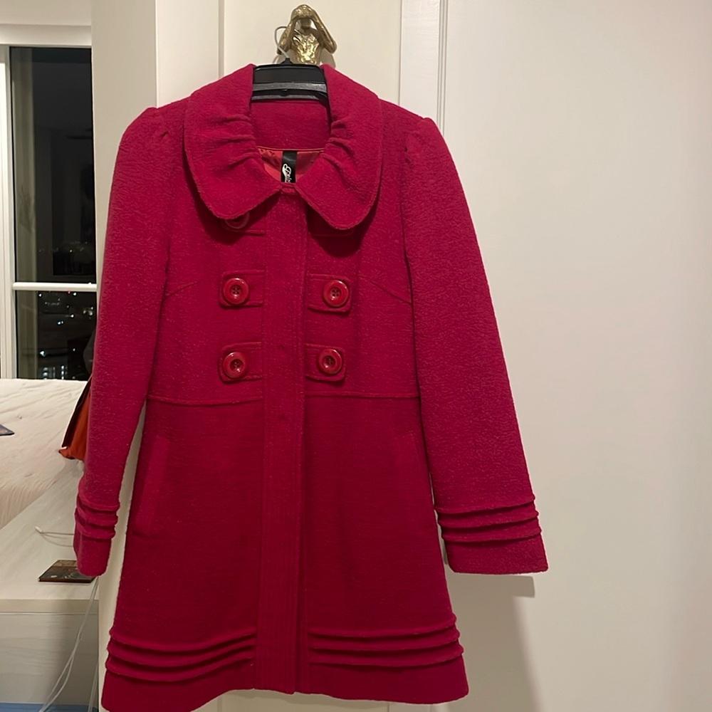 PRIORITIES RASPBERRY WOOL BLEND COAT